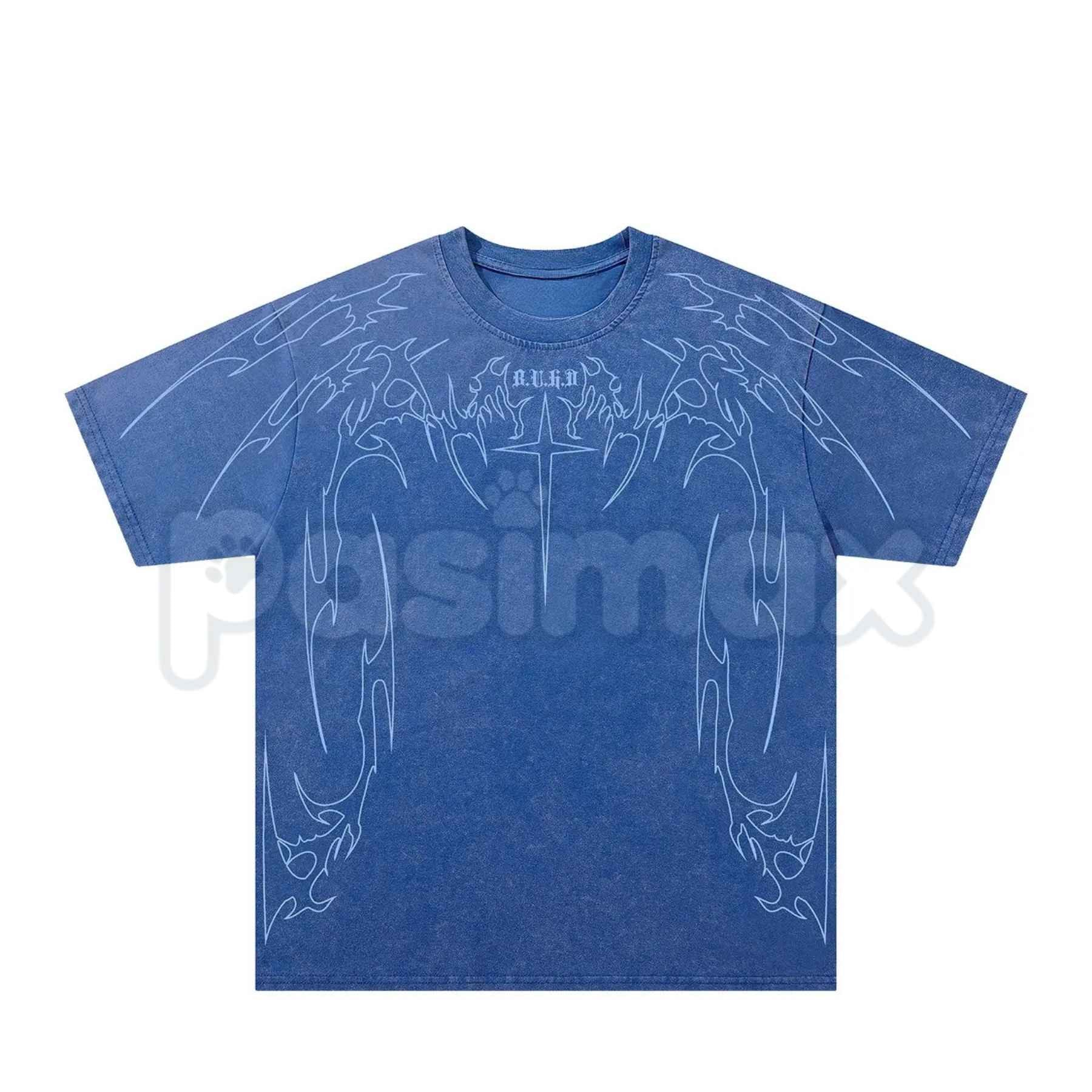 Cyber Sigilism Gothic Tribal Acid Wash T-Shirt – Retro Y2K Alt Dark Aesthetic Graphic Tee, Vintage Washed Lightweight Cotton Unisex Streetwear Top-Pasimax