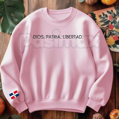 DIOS.PATRIA.LIBERTAD Sweatshirt | Dominican Republic National Motto Jumper | Patriotic Spanish Pride Crewneck | DR Heritage Gift-Pasimax