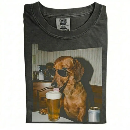 Comfort Colors® Custom Dog Breeds Drinking Beer T-Shirt – Vintage 90s Funny Edgy Dog Meme Tee, Aesthetic Retro Brewery Lover Dog Dad Gift Top