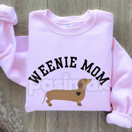 Dachshund Sweatshirt | Weenie Mom Crewneck | Retro Doxie Graphic Jumper | Wiener Dog Mom Gift | Aesthetic Dachshund Lover Pullover-Pasimax