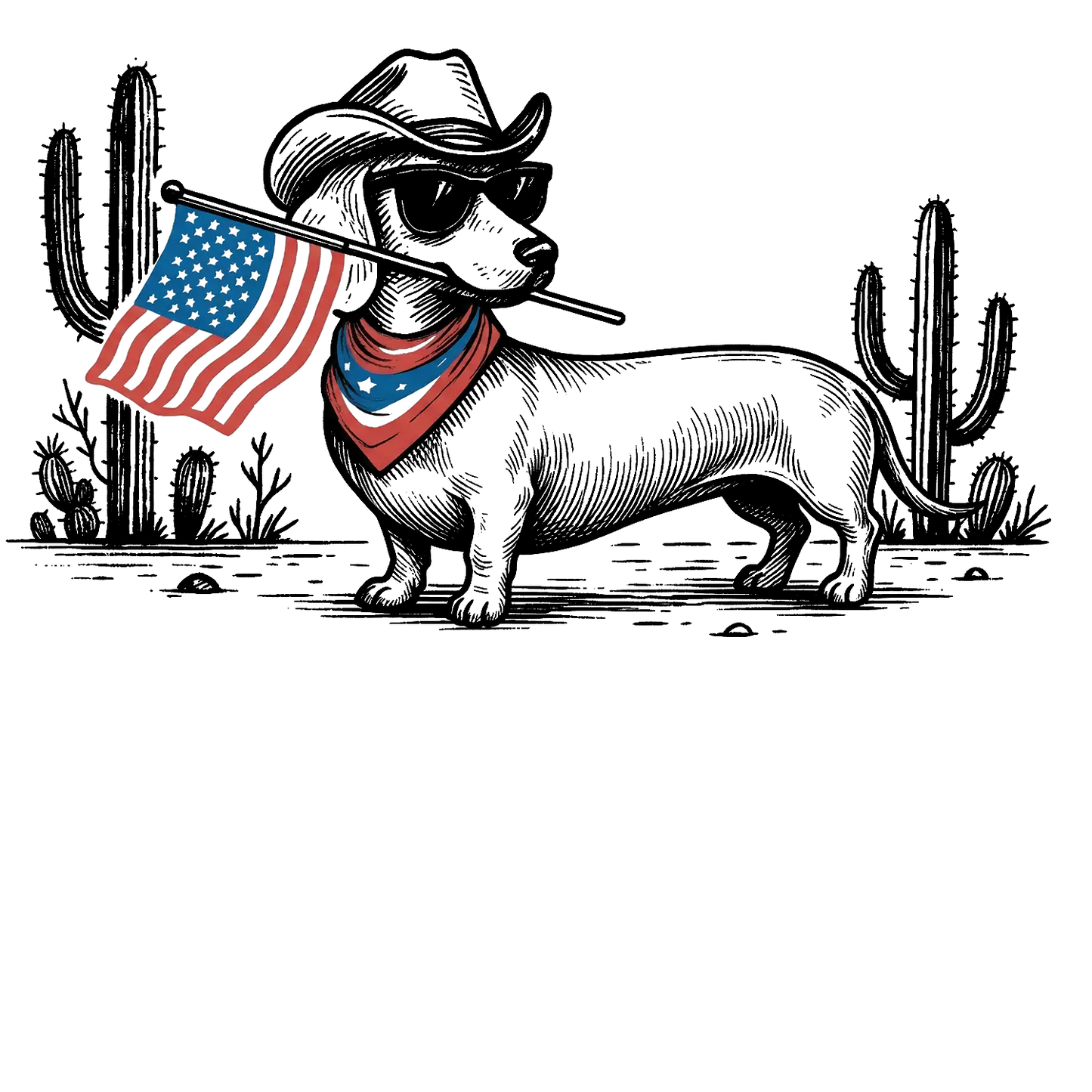 Comfort Colors® Patriotic Western Dog T-Shirt – 50+ Dog Breeds, Cowboy Hat & USA Flag Graphic Tee, Retro 4th of July Dog Lover Gift, Semiquincentennial 2026 Shirt