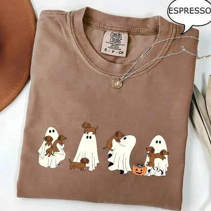 Comfort Colors® Custom Dog Halloween T-Shirt – Breeds Available Ghost Boba Tea Funny Pet Graphic Tee, Spooky Dog Lover Unisex Top