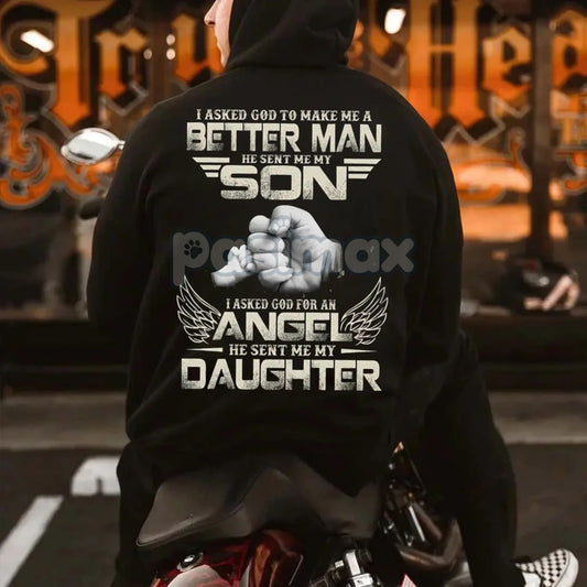 Dad Hoodie – "God Made Me a Better Man with My Son" Pullover, Christian Fatherhood Gift-Pasimax