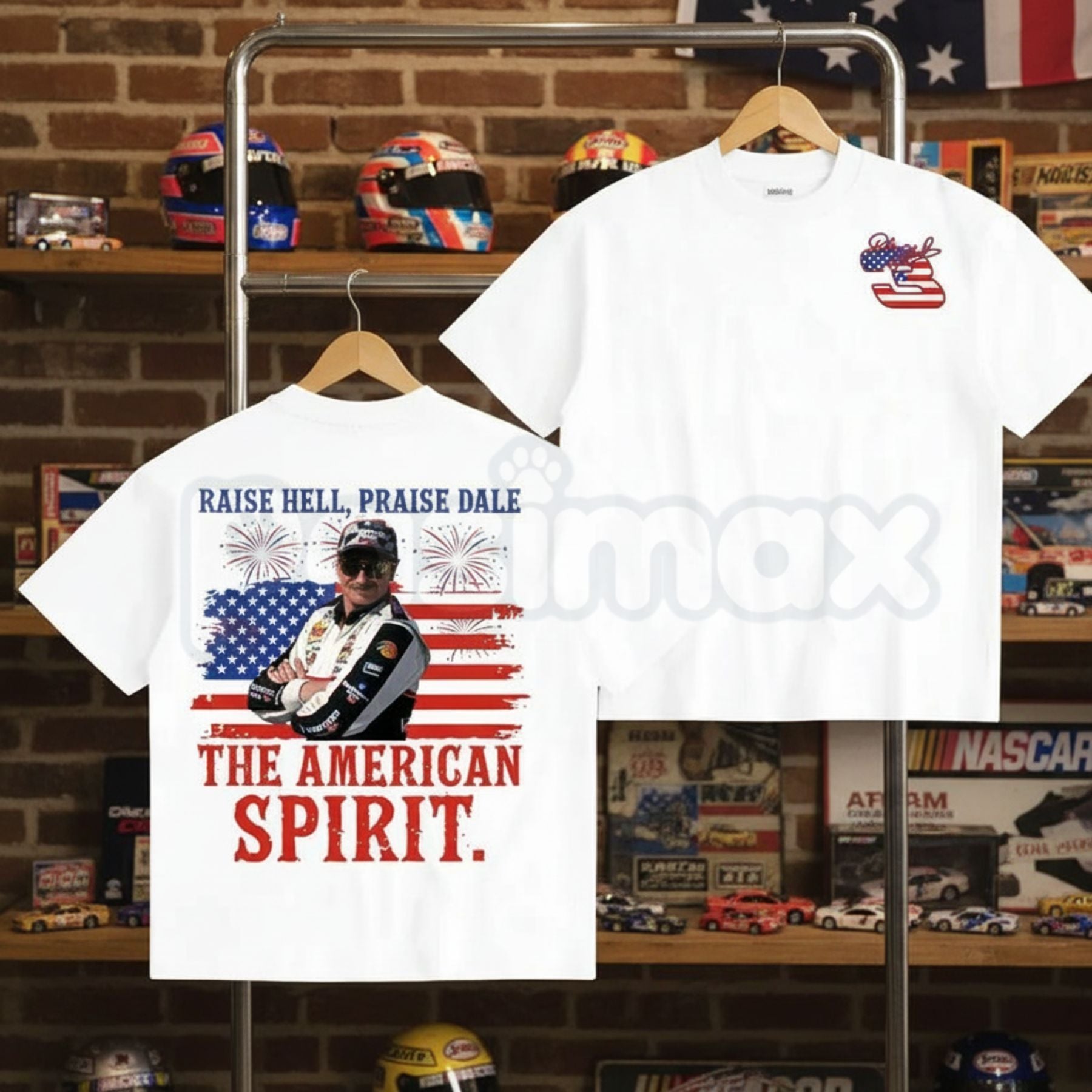 Dale Earnhardt #3 "Raise Hell, Praise Dale" T-Shirt – 2-Sided American Spirit Racing Tee, Premium 100% Cotton 4th of July Middle Finger Top, Soft Lived-In Heavyweight NASCAR Fan Shirt, Made in USA-Pasimax