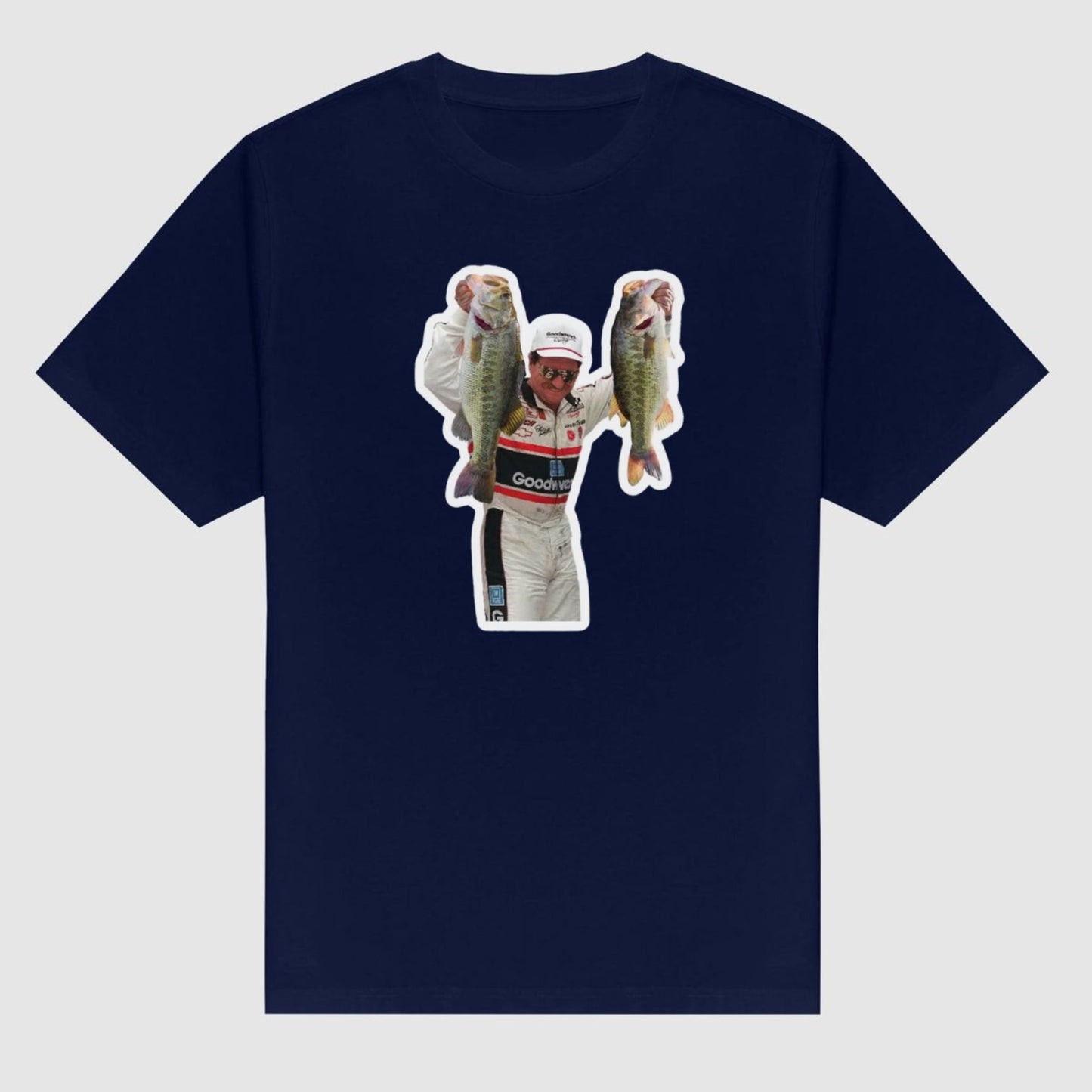 Dale Earnhardt Fishing Graphic Tee - Bass Angler & NASCAR Legend Shirt, Vintage Racing Apparel-Pasimax