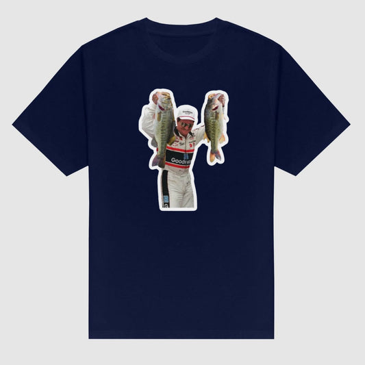 Dale Earnhardt Fishing Graphic Tee - Bass Angler & NASCAR Legend Shirt, Vintage Racing Apparel-Pasimax