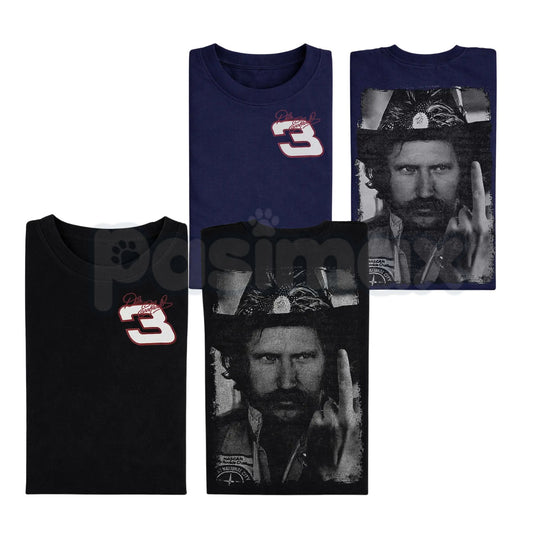 Dale Earnhardt "The Intimidator" Middle Finger T-Shirt – Vintage Style Racing Graphic Tee, Premium 100% Cotton NASCAR Legend Top, Soft Lived-In Heavyweight Outlaw Spirit Shirt, Made in USA-Pasimax