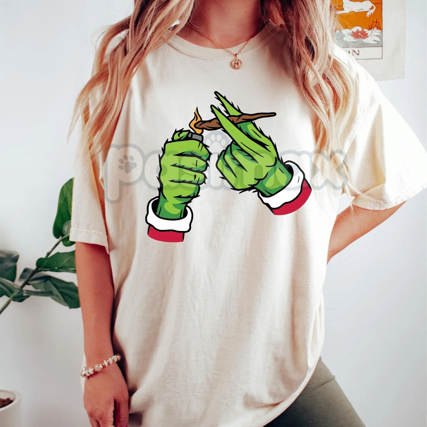 Dank Merry Xmas Cannabis Leaf T-Shirt - Weed Ugly Sweater Alternative, Funny 420 Holiday Party Shirt, Stoner Gift Top-Pasimax