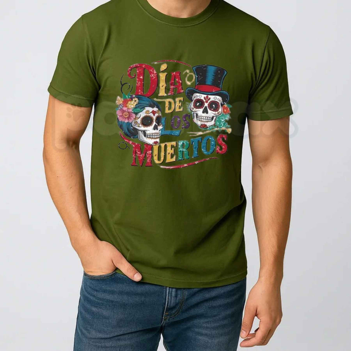 Day of the Dead Menswear T-Shirt – Sugar Skull Calavera Día de los Muertos Unisex Graphic Tee-Pasimax