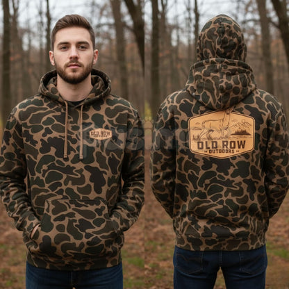Deer Badge Vintage Camo Hoodie by Old Row Outdoors – Hunting & Southern Lifestyle Pullover, Unisex-Pasimax