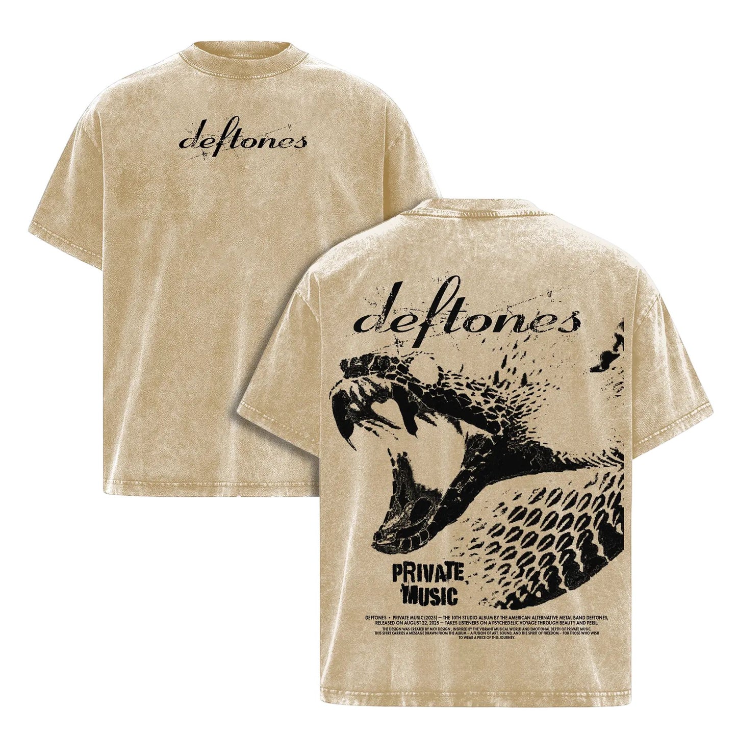 Deftones Private Music Album T-Shirt – Double Printed Vintage Washed Band Tee-Pasimax