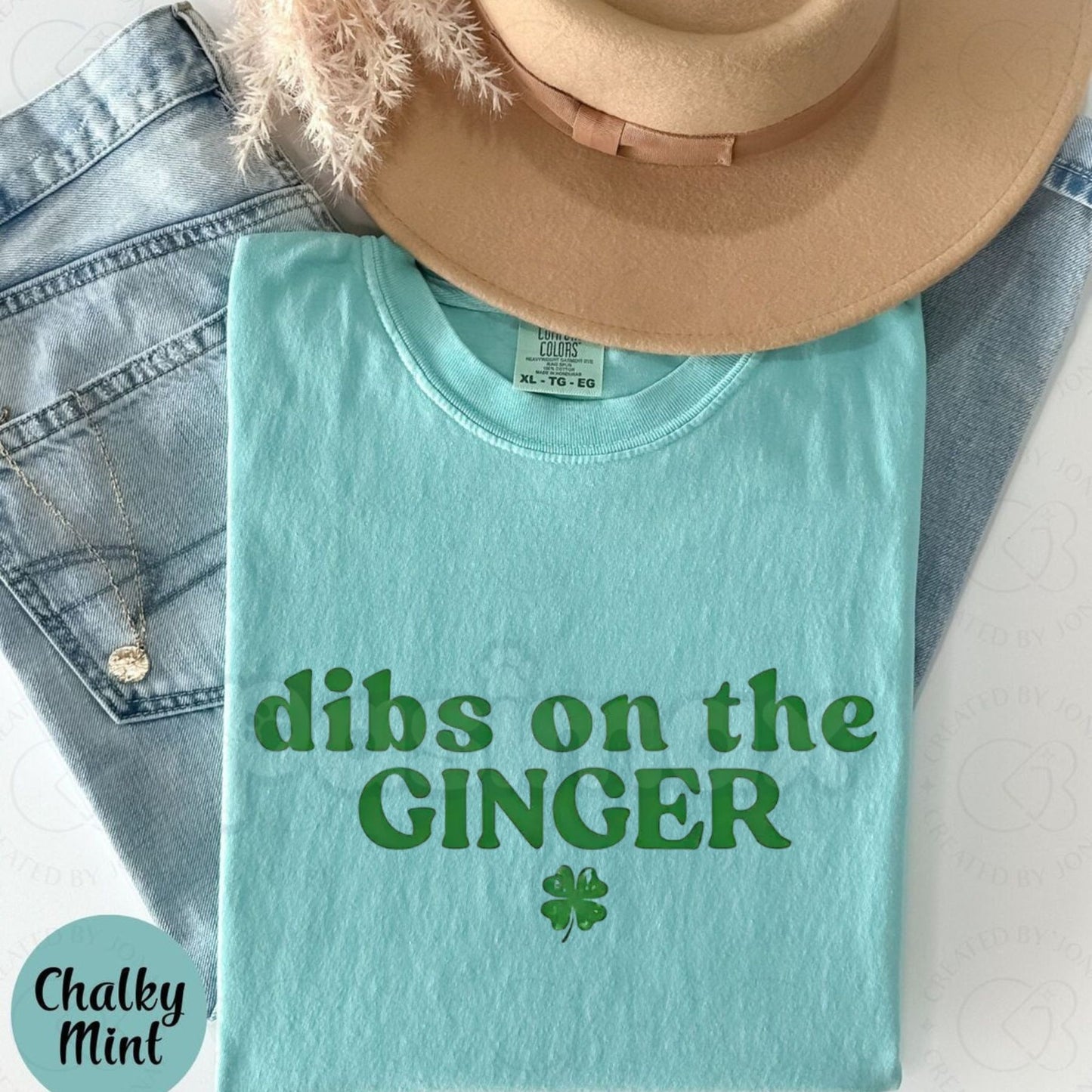 Dibs On The Ginger Ringer Tee – Retro 70s Style Redhead Pride Shirt, Funny St. Patrick’s Day Contrast Collar T-Shirt, Sarcastic Irish Party Top-Pasimax