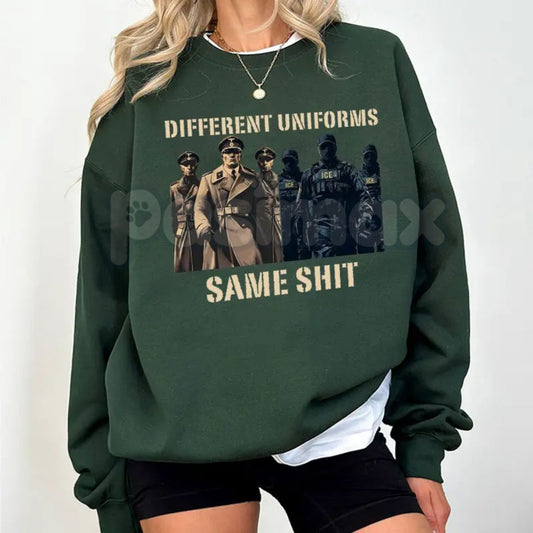 Different Uniforms Same Shit Sweatshirt | Funny Work Humor Crewneck | Sarcastic Office Jumper | Blue Collar vs White Collar Pullover | Relatable Employee Gift | Minimalist Workwear Shirt-Pasimax