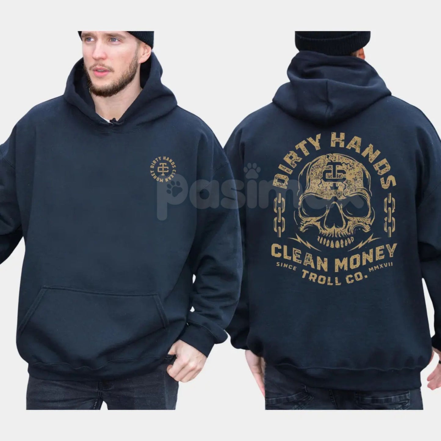 Dirty Hands Clean Money Hoodie – Hard Work Ethic Statement Pullover, Tradesman & Entrepreneur Apparel, Unisex-Pasimax