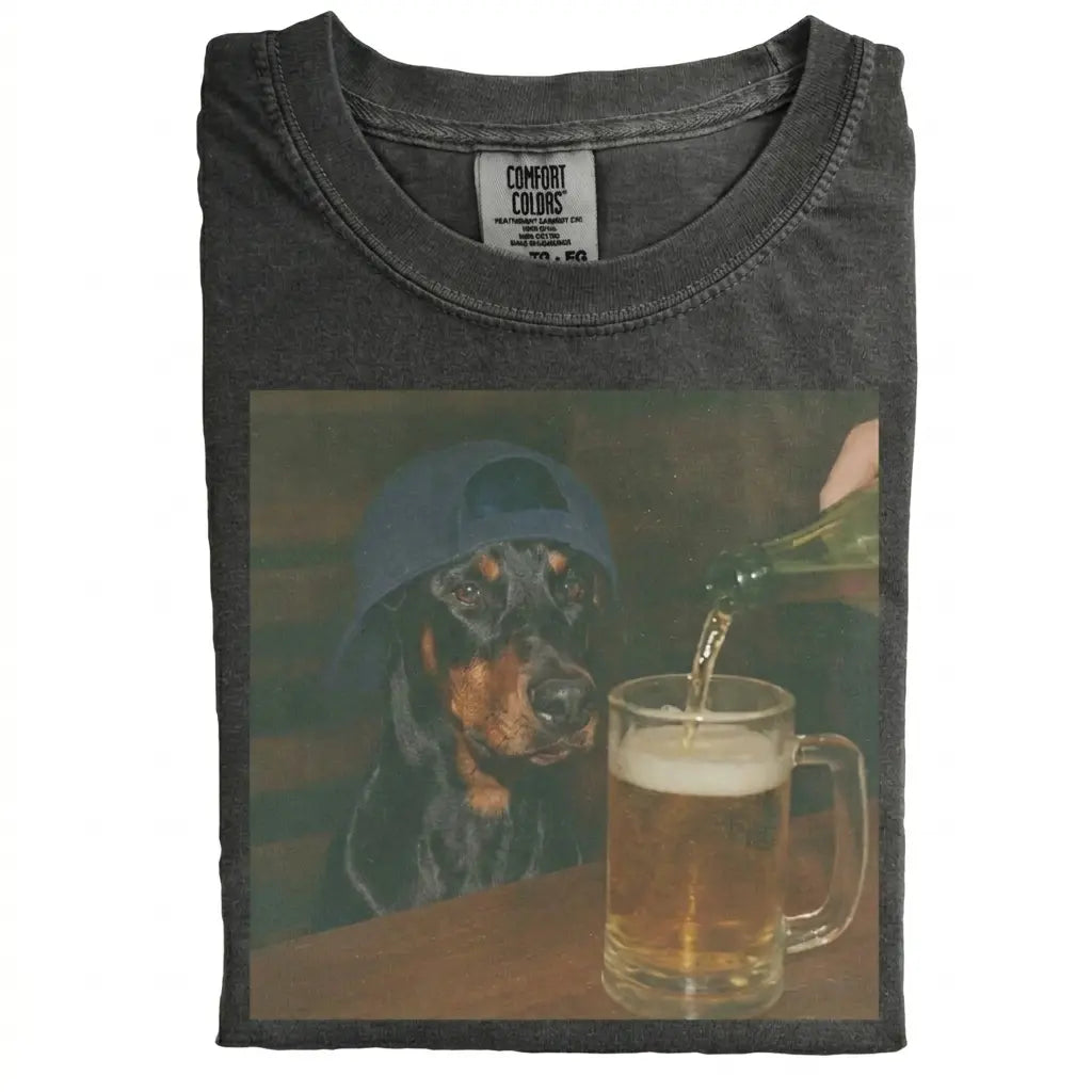 Comfort Colors® Custom Dog Breeds Beer T-Shirt – Vintage 90s Funny Edgy Dog Meme Tee, Aesthetic Brewery Lover Dog Dad Gift Shirt