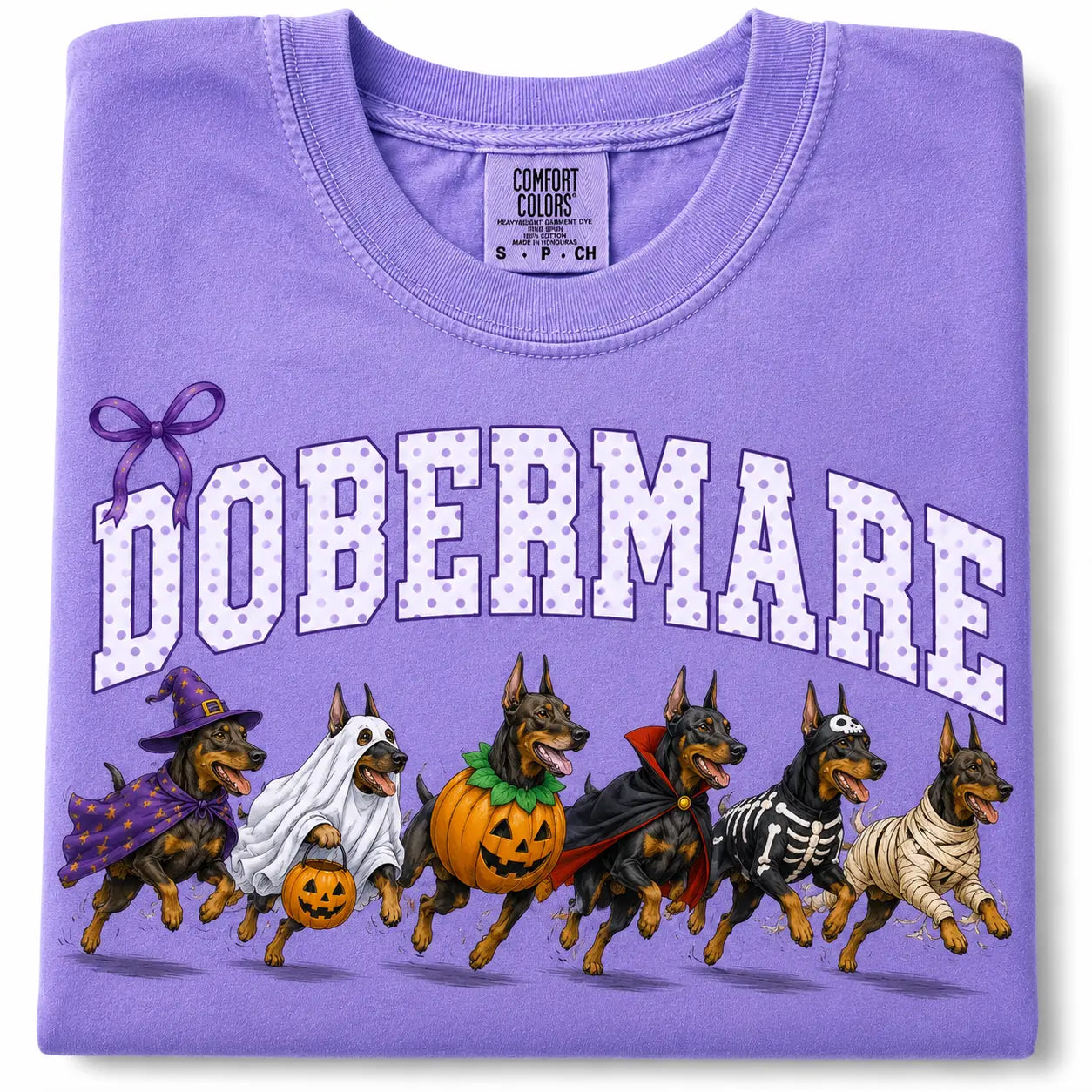 Comfort Colors® Dog Breeds Halloween T-Shirt – Funny Dog Mom Spooky Season Graphic Tee, Vintage Pet Lover Unisex Top