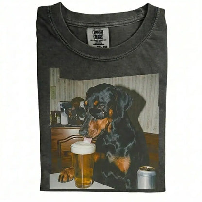 Comfort Colors® Custom Dog Breeds Drinking Beer T-Shirt – Vintage 90s Funny Edgy Dog Meme Tee, Aesthetic Retro Brewery Lover Dog Dad Gift Top