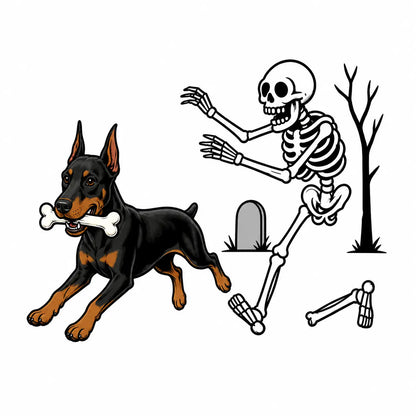Comfort Colors® Dog Breeds Halloween Skeleton T-Shirt – Funny Spooky Season Pet Lover Graphic Tee, Retro Aesthetic Dog Costume Unisex Top