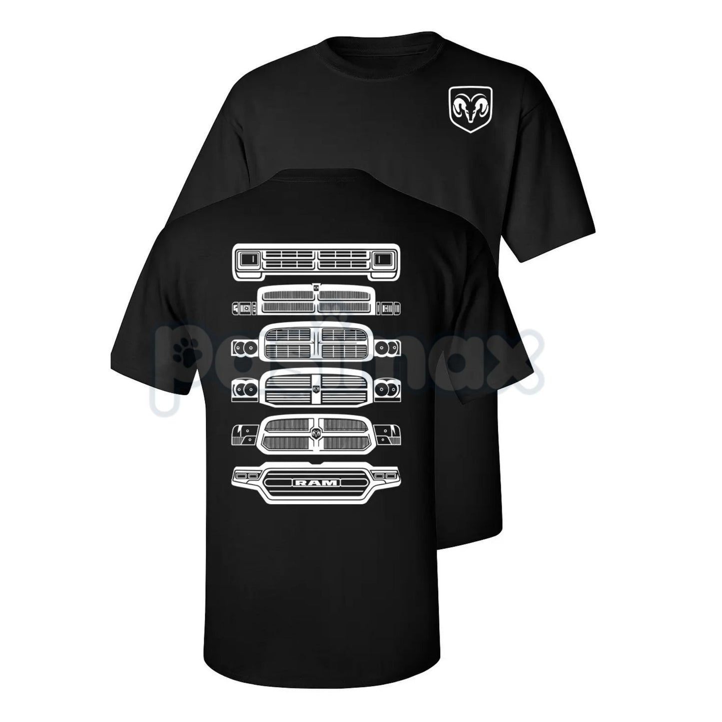 Dodge Ram Evolution Grille T-Shirt - Vintage Truck History Graphic Tee, Ram Owner Gift, Mopar Enthusiast Apparel-Pasimax