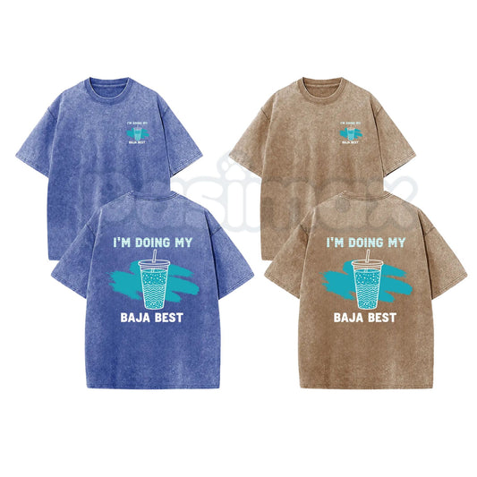 Doing My Best Vintage Drink T-Shirt – Retro Beverage Graphic Tee, Mineral Faded Lightweight Cotton Unisex Streetwear Top-Pasimax
