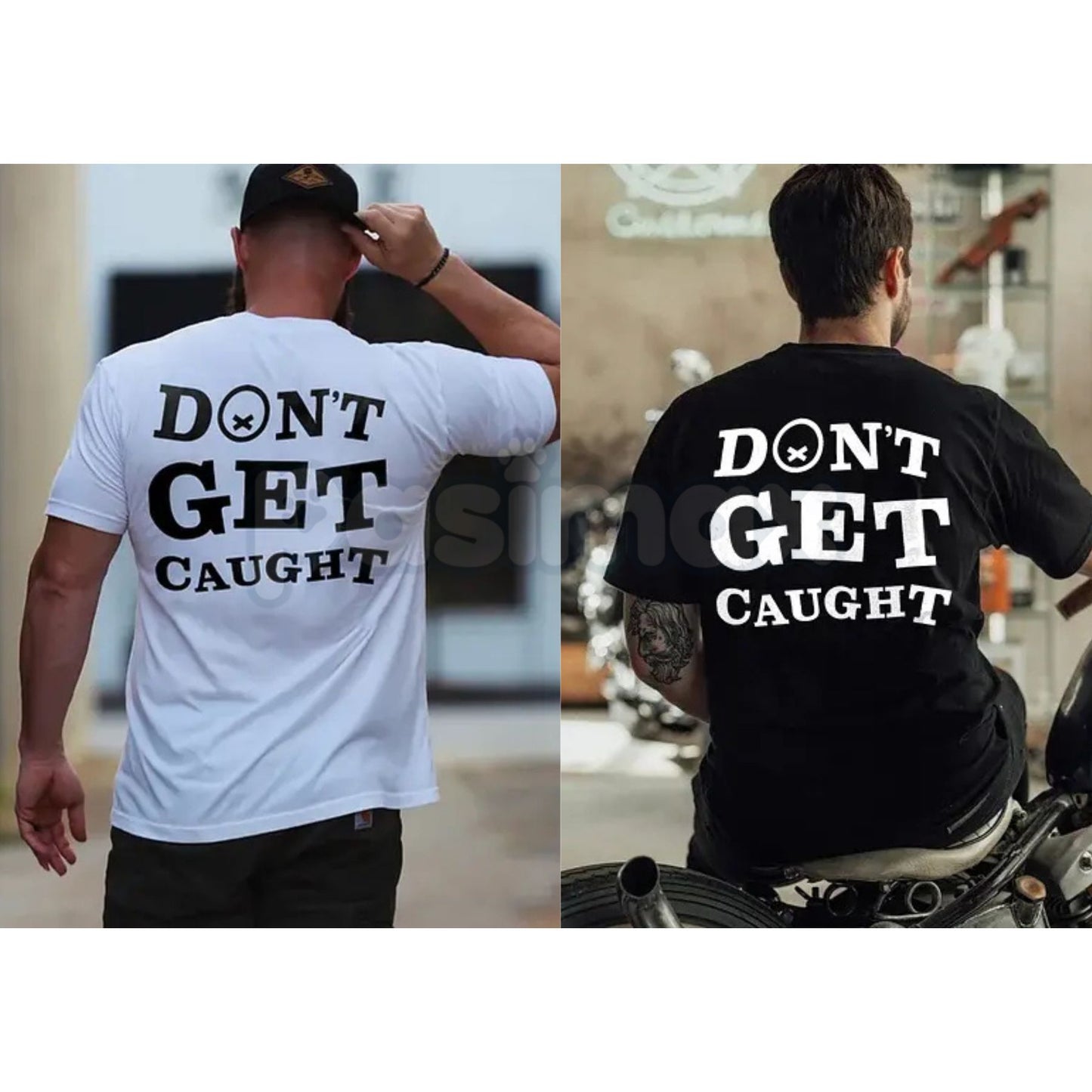 "Don't Get Caught" Printed Men's T-Shirt - Stealth Urban Streetwear Tee, Rebellious Graphic Statement Shirt, Minimalist Tactical Casual Apparel-Pasimax