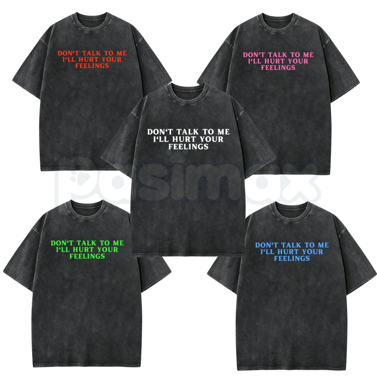 Don’t Talk To Me I’ll Hurt Your Feelings Washed T-Shirt – Retro Sarcastic Introvert Graphic Tee, Vintage Mineral Wash Lightweight Cotton Unisex Top-Pasimax