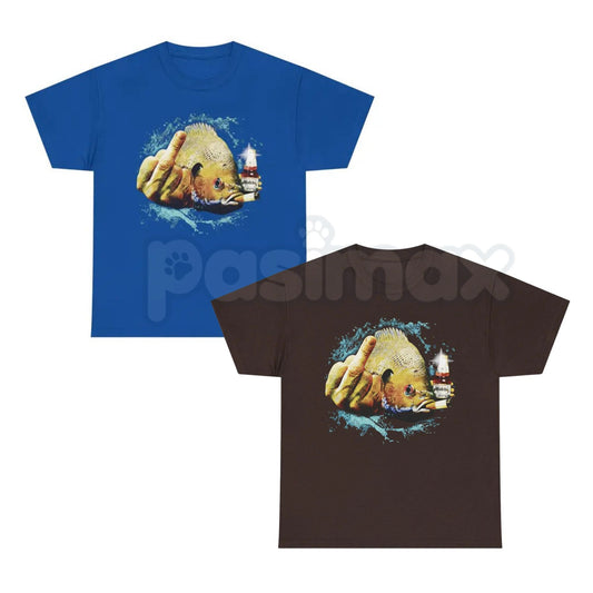 "Dope Bluegill" Middle Finger Fishing T-Shirt – Funny Panfish Graphic Tee, Premium 100% Cotton Angler Humor Top, Soft Lived-In Heavyweight Sarcastic Fisherman Shirt, Made in USA-Pasimax