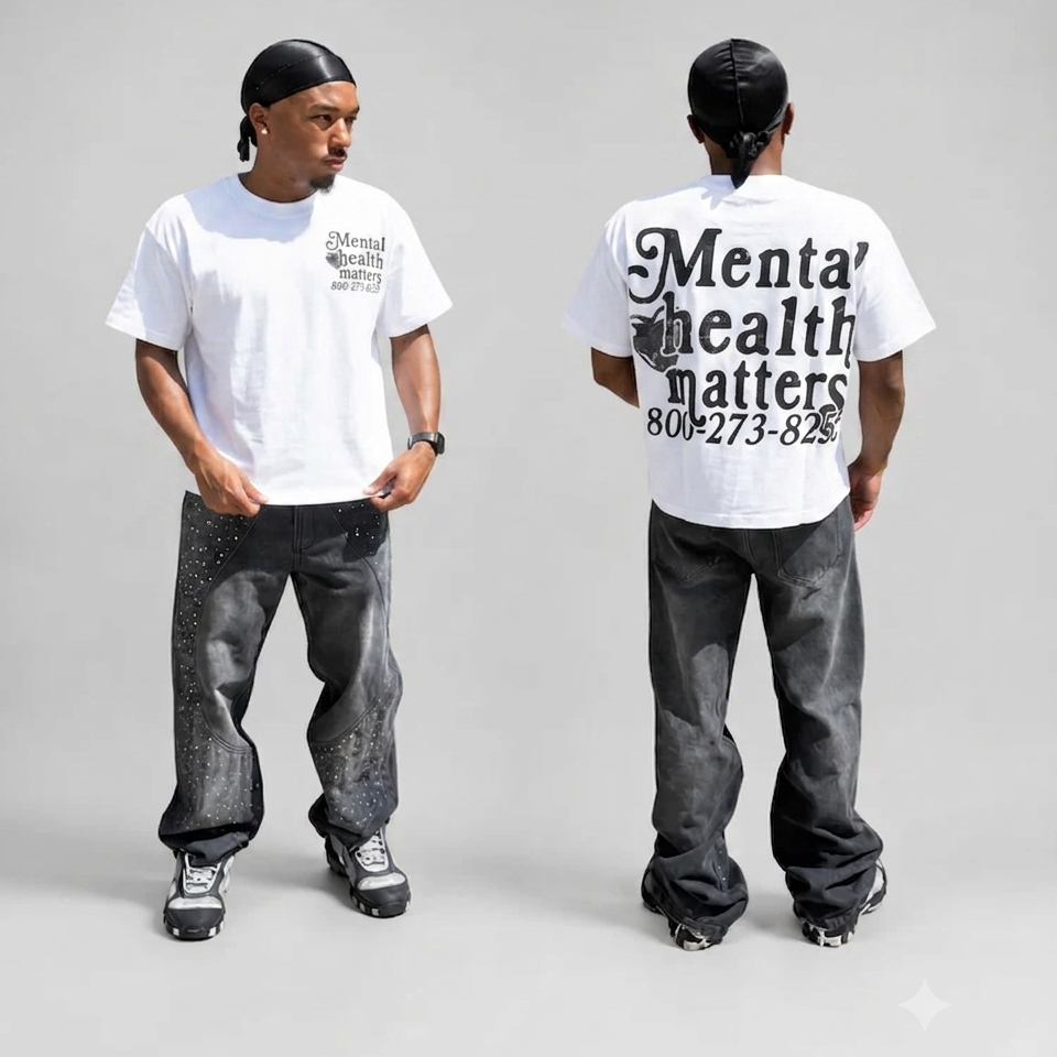 Double Mental Health Matters Tee – Front and Back Print Mindful Affirmation Unisex Graphic T-Shirt-PASIMAX