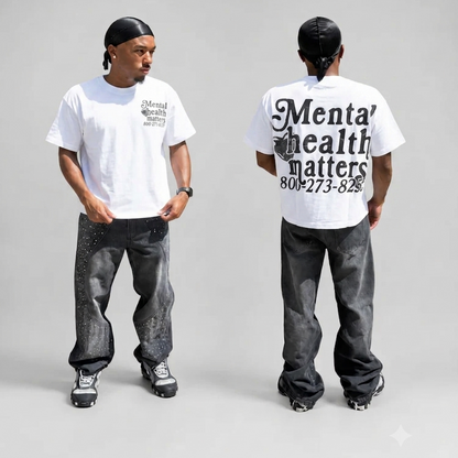 Double Mental Health Matters Tee – Front and Back Print Mindful Affirmation Unisex Graphic T-Shirt-PASIMAX