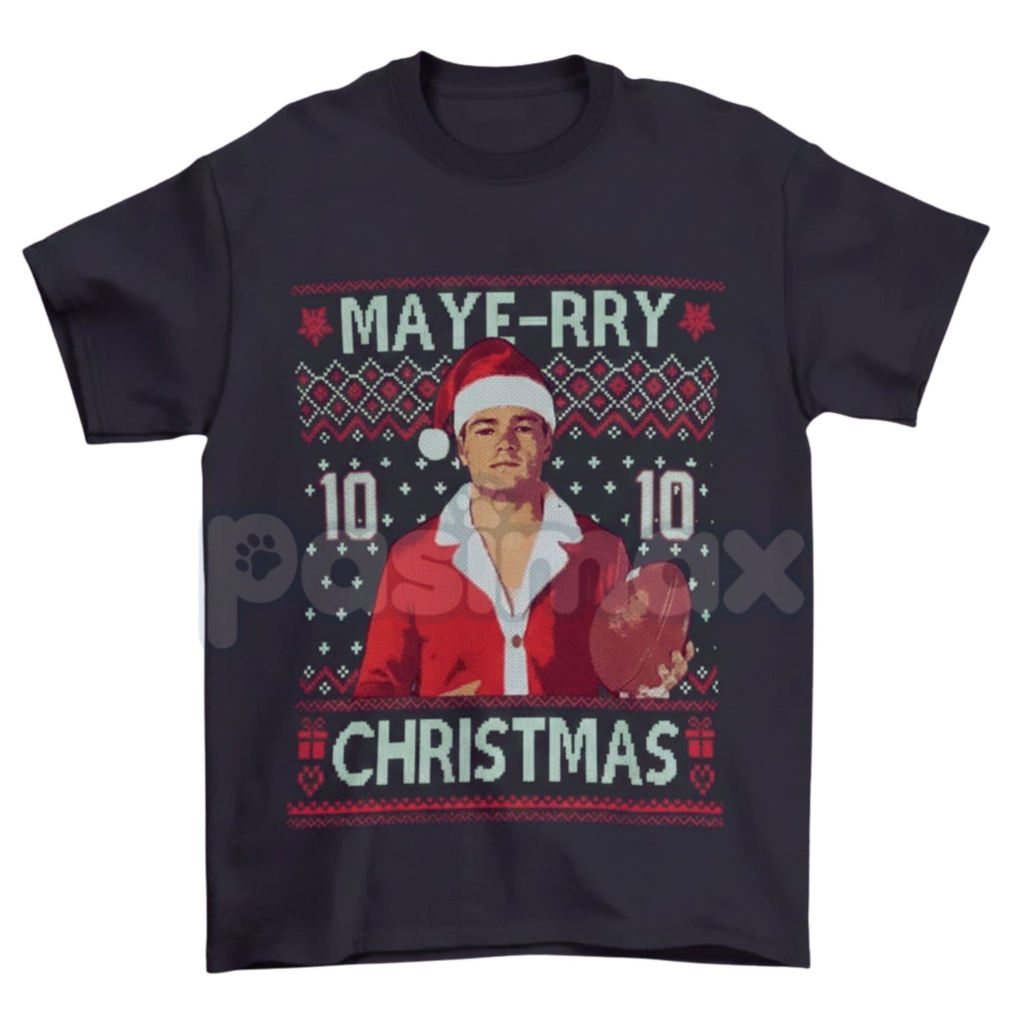 Drake Maye Christmas T-Shirt - Patriots Rookie Holiday Tee, NFL Quarterback Festive Apparel, New England Fan Gift-Pasimax