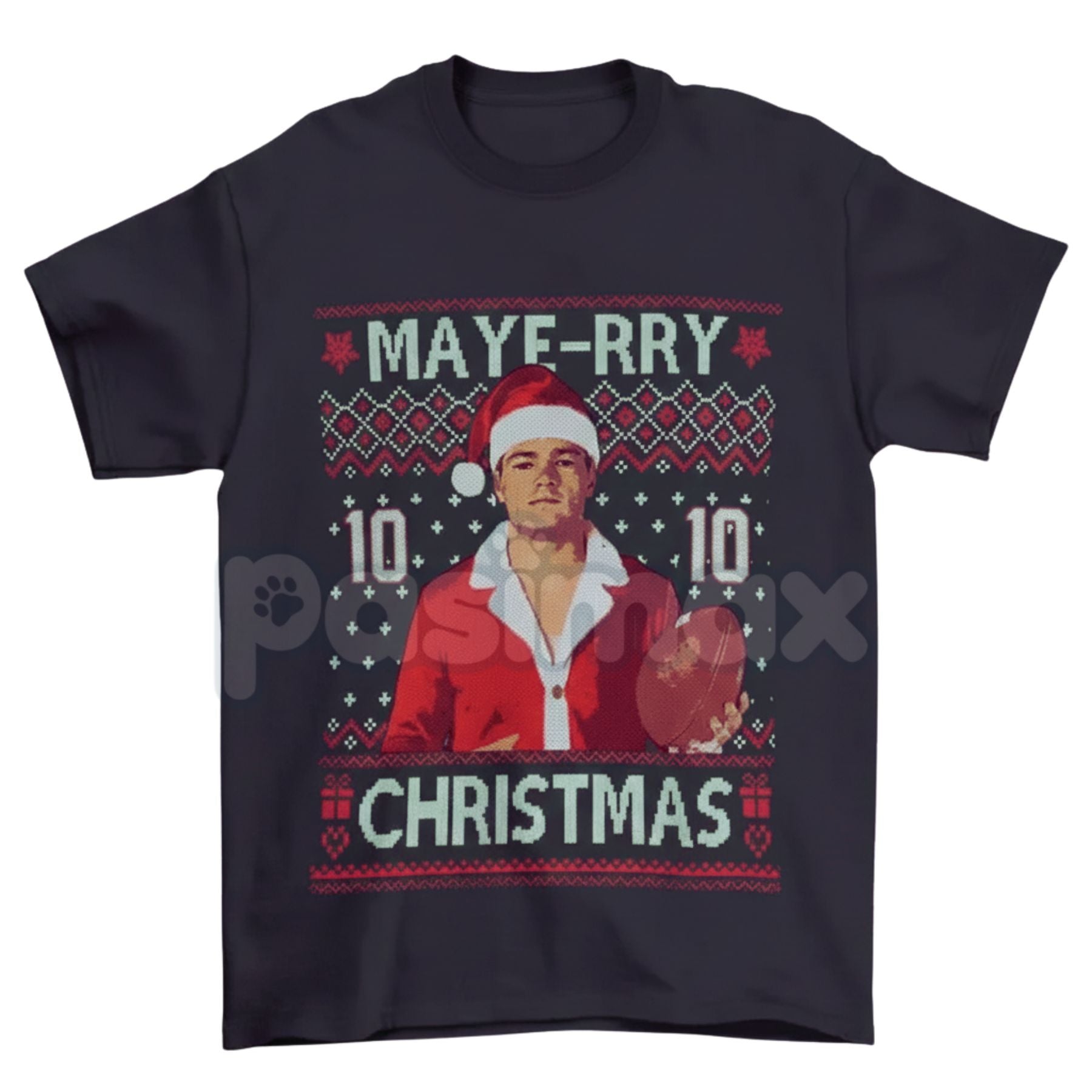 Drake Maye Christmas T-Shirt - Patriots Rookie Holiday Tee, NFL Quarterback Festive Apparel, New England Fan Gift-Pasimax