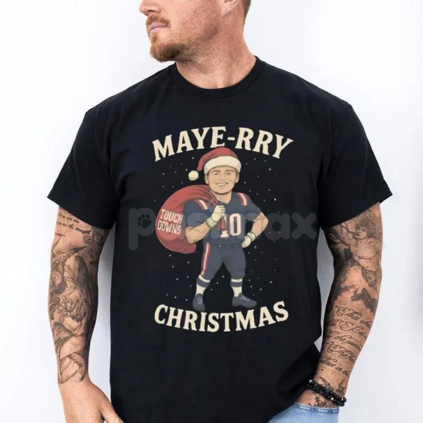 Drake Maye New England Christmas T-Shirt - Patriots Unisex XMAS Gift, New England Football Tee, Casual NFL Fan Merch-Pasimax