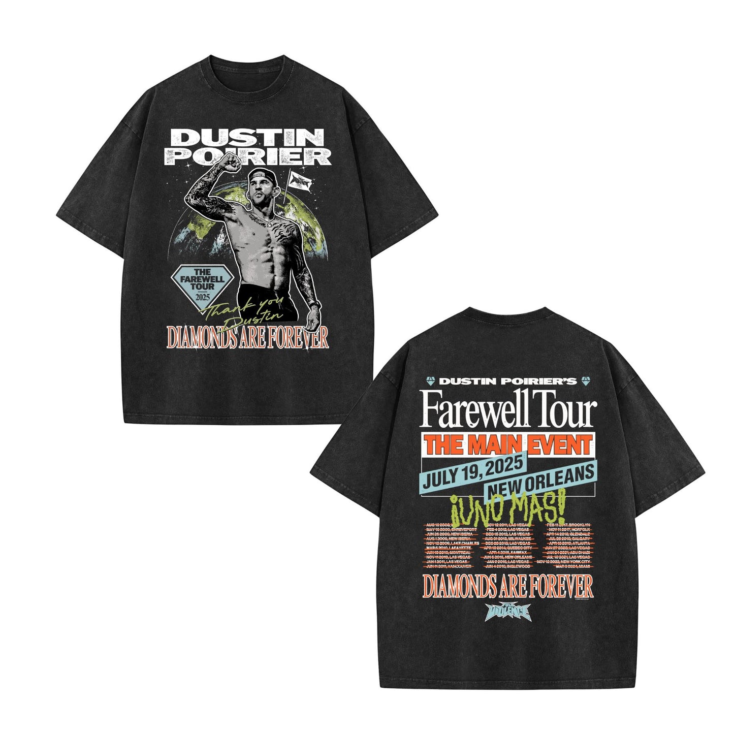 Dustin Poirier The Farewell Tour T-Shirt – Vintage Washed Cotton, UFC Tribute Tee-Pasimax