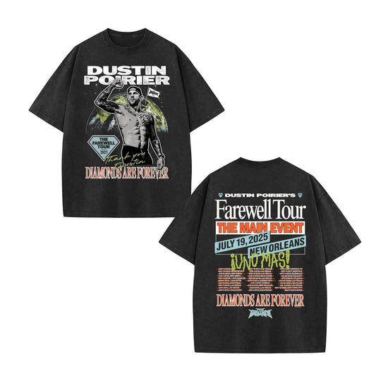 Dustin Poirier The Farewell Tour T-Shirt – Vintage Washed Cotton, UFC Tribute Tee-Pasimax