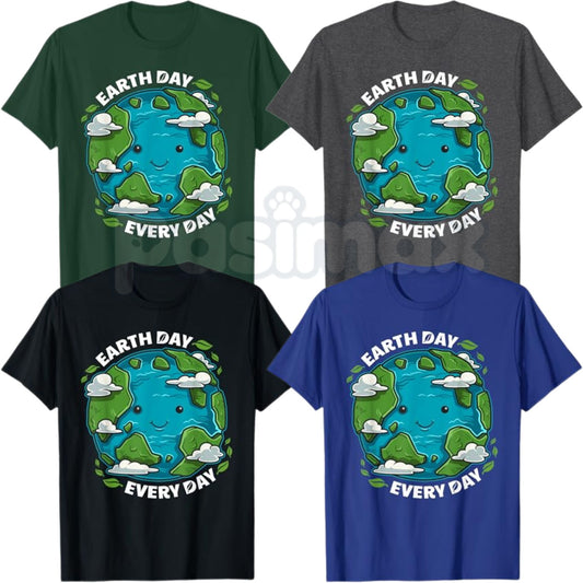 "Earth Day Every Day" Cute Environmental T-Shirt – Eco-Friendly Gift Graphic Tee, Premium 100% Cotton Sustainable Nature Top, Soft Lived-In Heavyweight Planet Pride Shirt, Made in USA-Pasimax