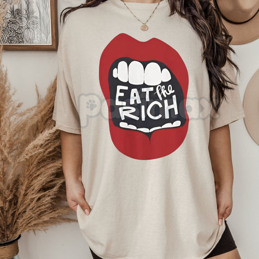 "Eat The Rich" Graphic T-Shirt - Anti-Capitalist Protest Tee, Funny Subversive Streetwear Shirt, Sarcastic Political Statement Apparel-Pasimax