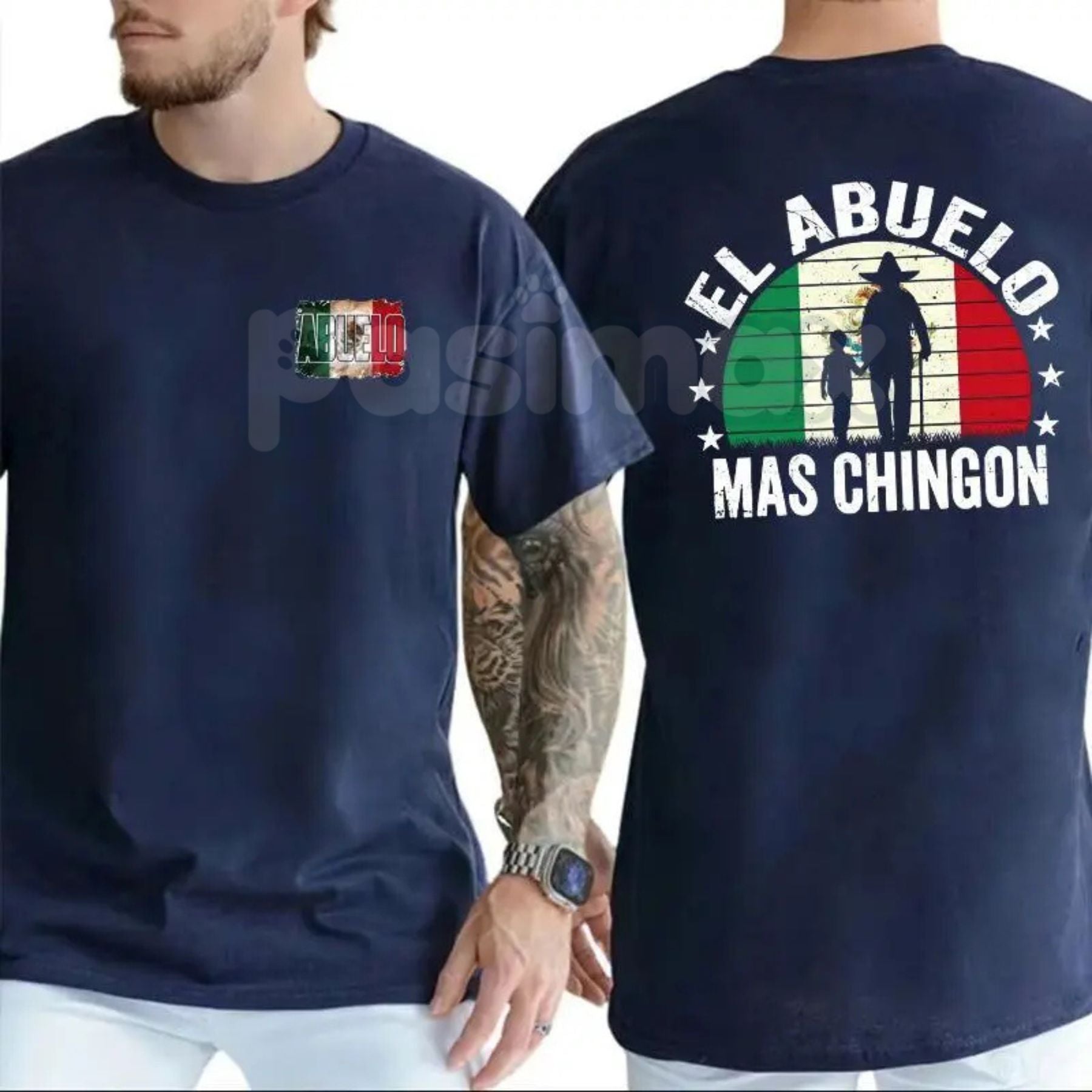 El Abuelo Mas Chingon Tee - Fathers Day Gift For Latino Dad, Funny Spanish Grandfather Shirt, Proud Latino Heritage Apparel-Pasimax