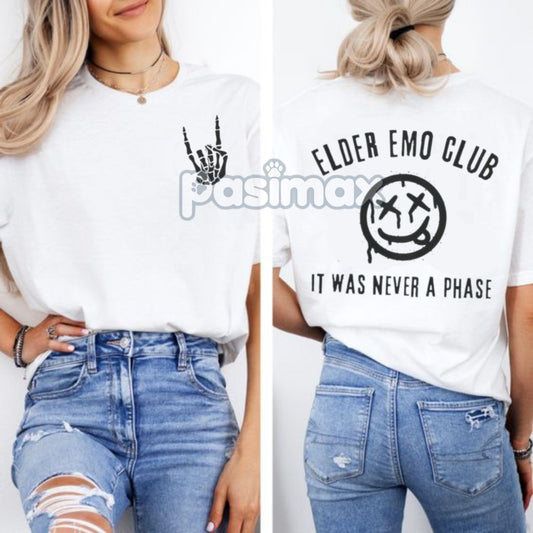 "Elder Emo" T-Shirt - "It Was Never a Phase" Emo Gift, Pop Punk Music Tee-Pasimax