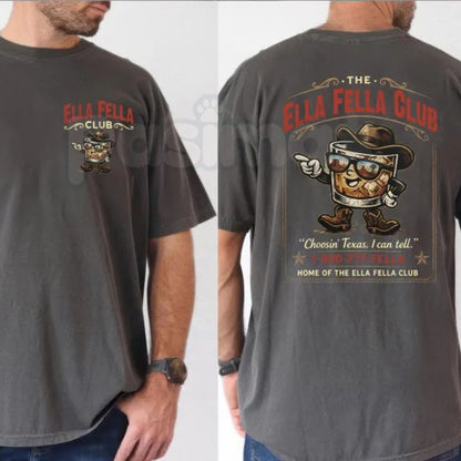 Ella Fella Club Cowboy Whiskey T-Shirt – Retro Western Country Concert Graphic Tee-Pasimax