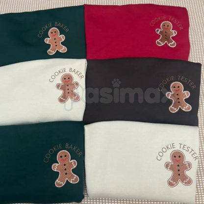 Embroidered "Cookie Baker" or "Cookie Tester" Crewneck – Unisex Christmas Baking Shirt-Pasimax
