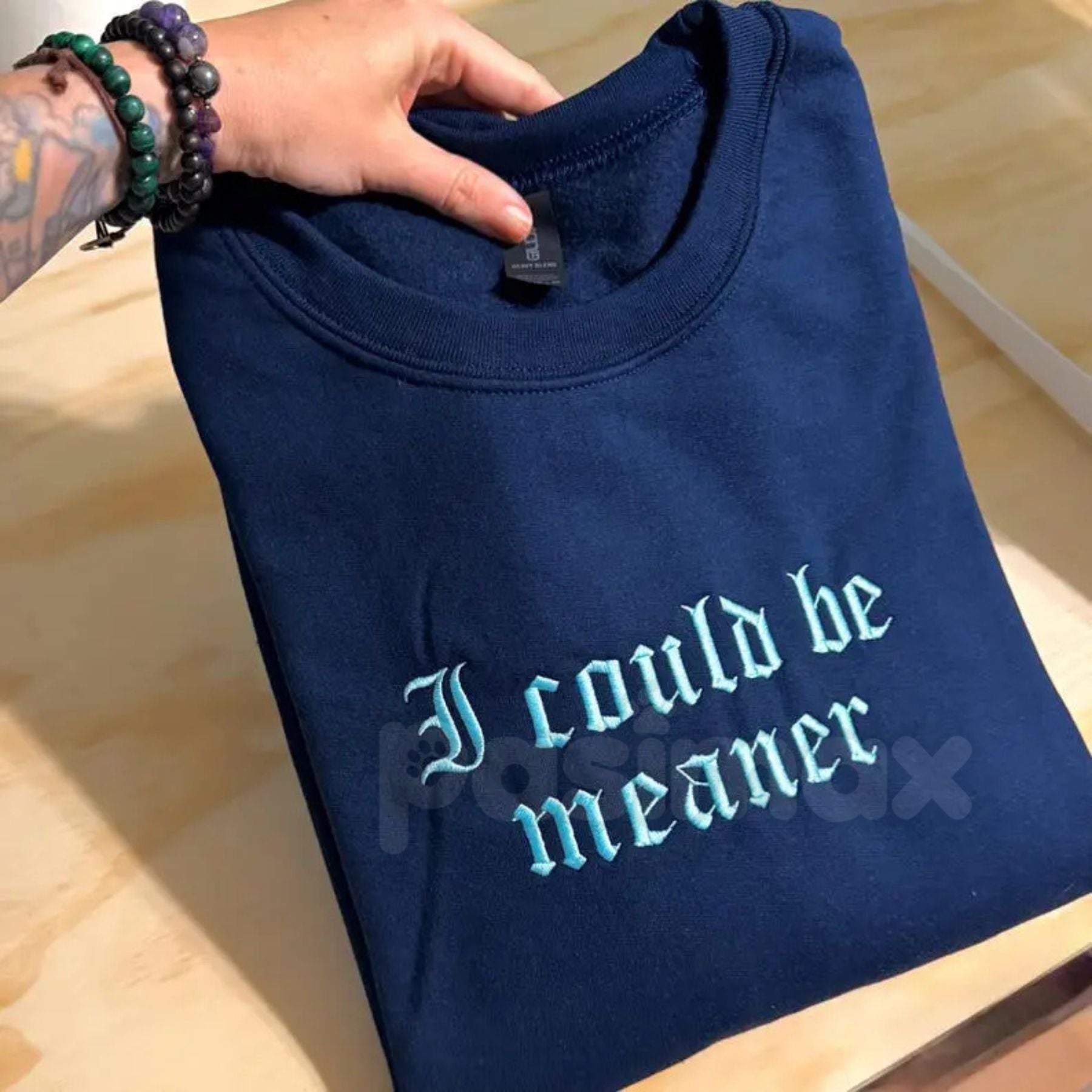 Embroidered "I Could Be Meaner" Sweatshirt – Sarcastic Funny Quote Crewneck-Pasimax
