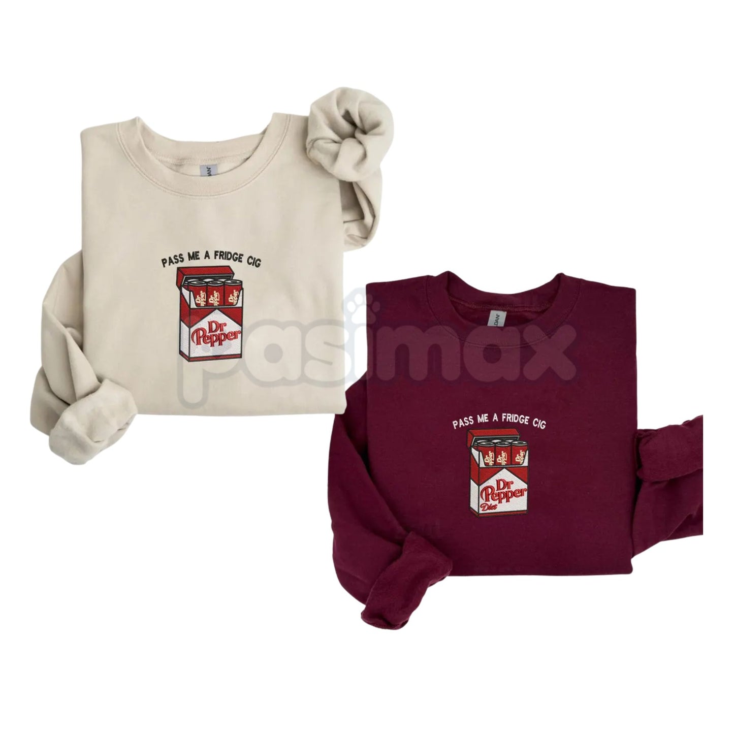 Embroidered Red Soda & Cig Pack Sweatshirt – Vintage Lifestyle Crewneck-Pasimax