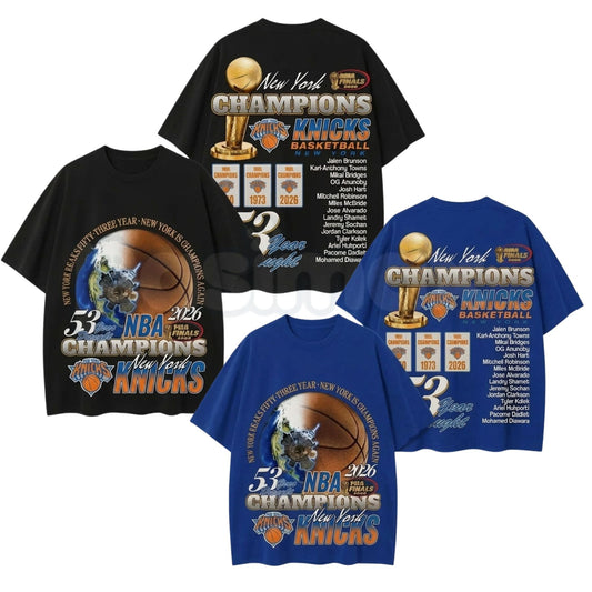 "End 53-Year Drought" New York Basketball Champions 2026 T-Shirt – Retro Style NY Championship Unisex Graphic Tee-Pasimax