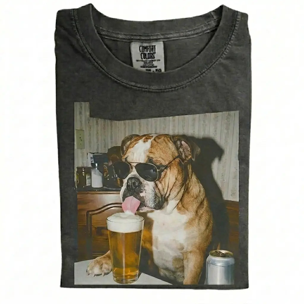 Comfort Colors® Custom Dog Breeds Drinking Beer T-Shirt – Vintage 90s Funny Edgy Dog Meme Tee, Aesthetic Retro Brewery Lover Dog Dad Gift Top