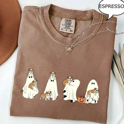 Comfort Colors® Custom Dog Halloween T-Shirt – Breeds Available Ghost Boba Tea Funny Pet Graphic Tee, Spooky Dog Lover Unisex Top