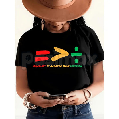 "Equality > Division" Graphic T-Shirt - Social Justice Math Symbol Tee, Unisex Human Rights Statement Shirt, Premium Heavyweight 100% Cotton Top, Minimalist Activist Streetwear, Unity & Equity Symbol Apparel-Pasimax