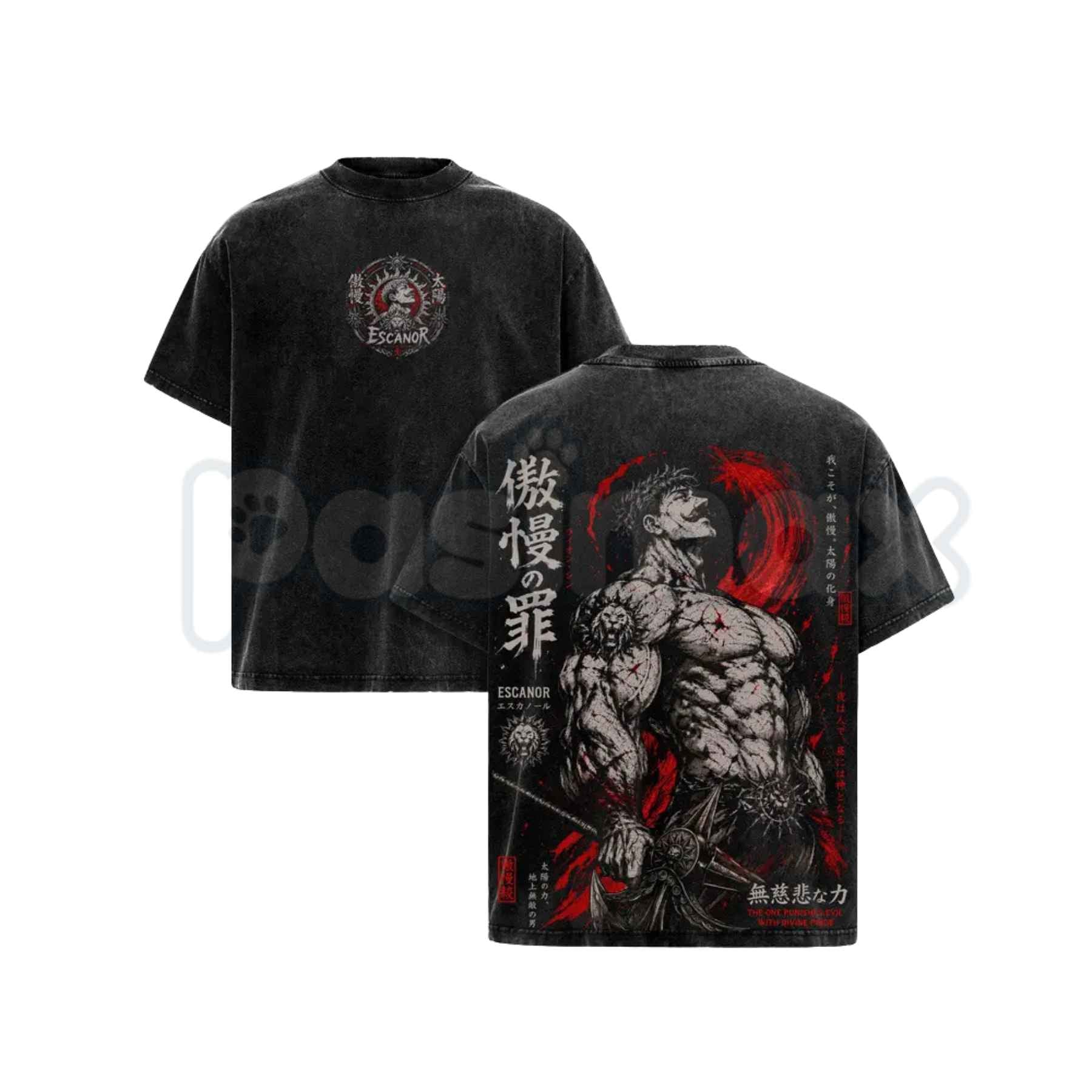 Escanor Seven Deadly Sins T-Shirt – Retro Anime Lion's Sin of Pride Graphic Tee, Vintage Washed Lightweight Cotton Unisex Streetwear Top-Pasimax