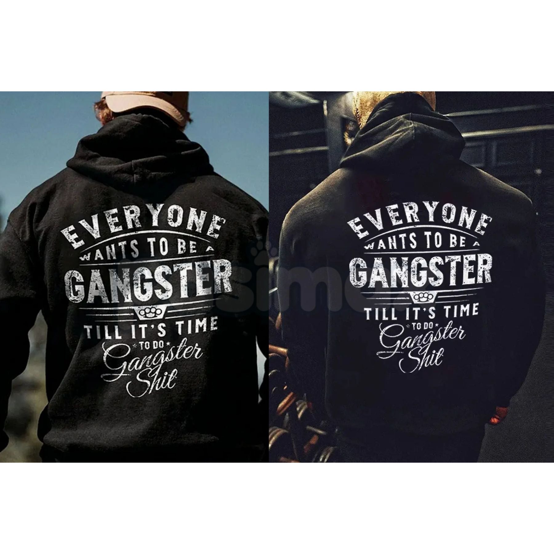 Everyone Wants To Be Gangster Hoodie – Edgy Urban Streetwear, Motivational Slogan Pullover, Men’s Graphic Print Sweatshirt-Pasimax