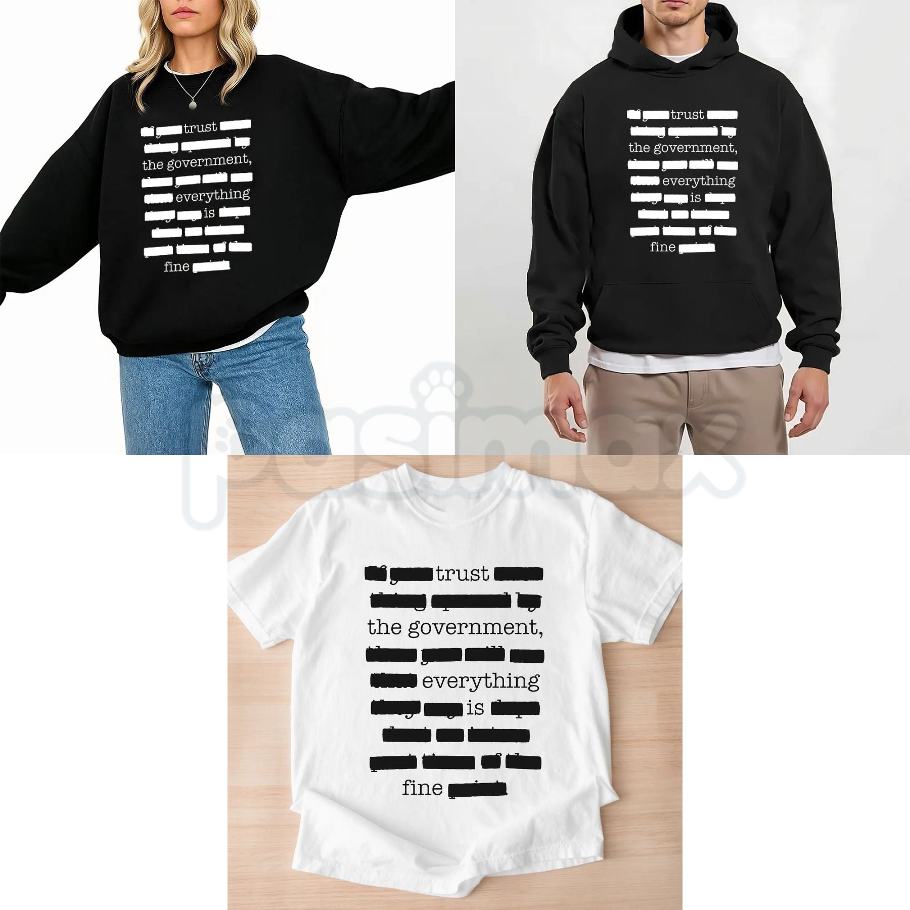 Everything Is Fine Trust Your Government Redacted – Funny Political Meme Hoodie, Sweatshirt & T-Shirt-Pasimax