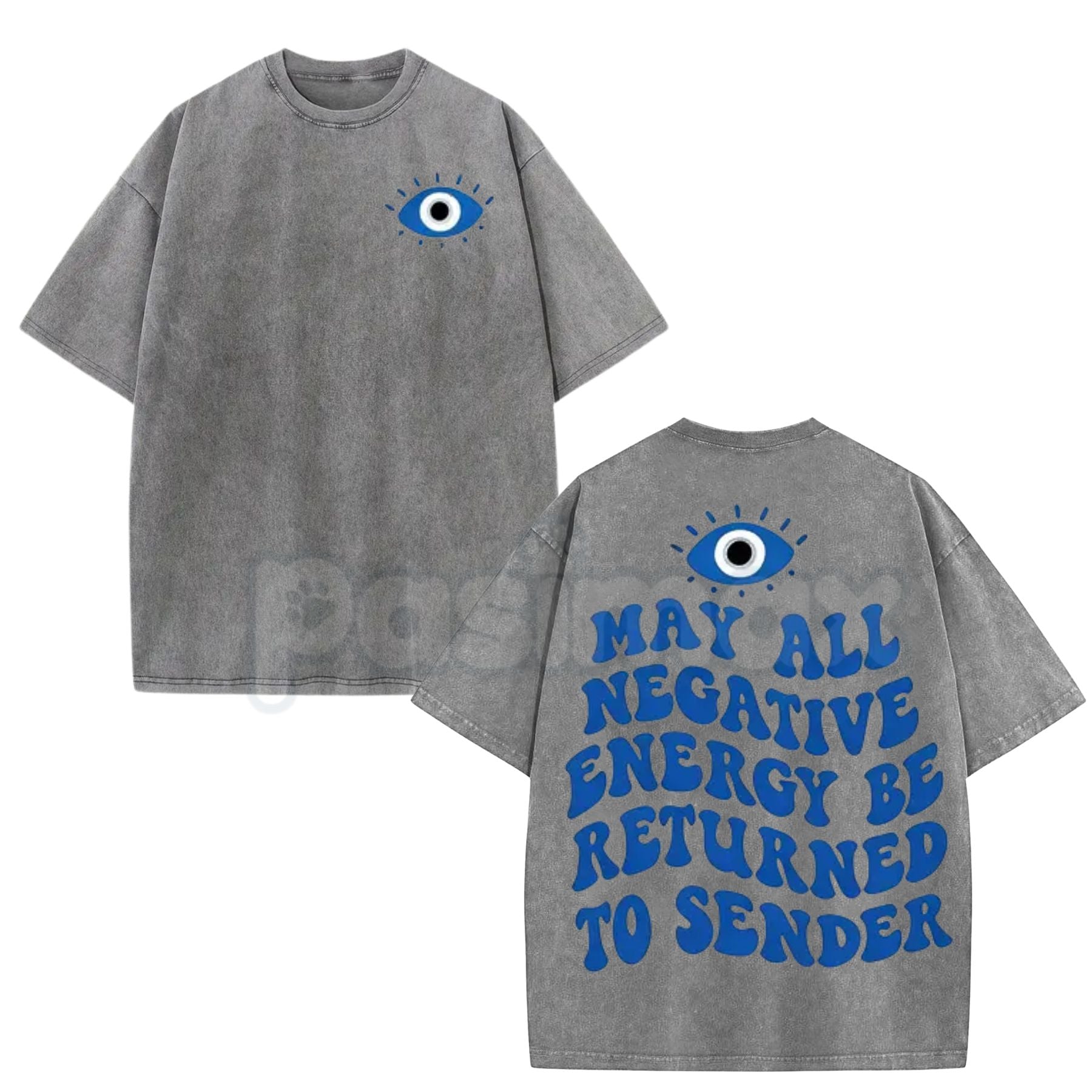 Evil Eye Energy Shield Washed T-Shirt – Mystic Protection Graphic Tee, Retro Aesthetic Oversized Talisman Top-Pasimax